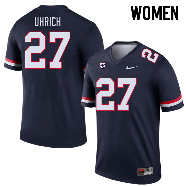 Women #27 Will Uhrich Arizona Wildcats College Football Jerseys Stitched-Navy - Click Image to Close